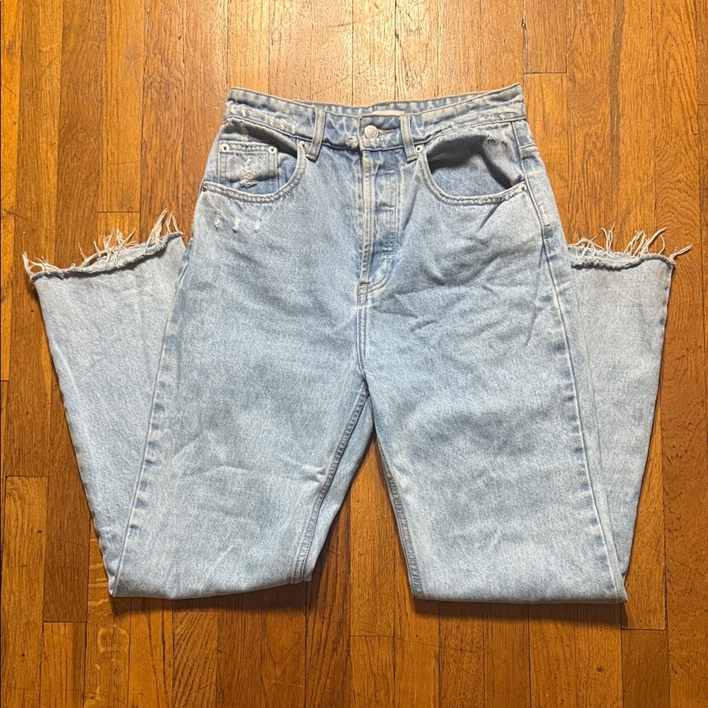 Meshki High Rise Light Blue Distressed Jeans